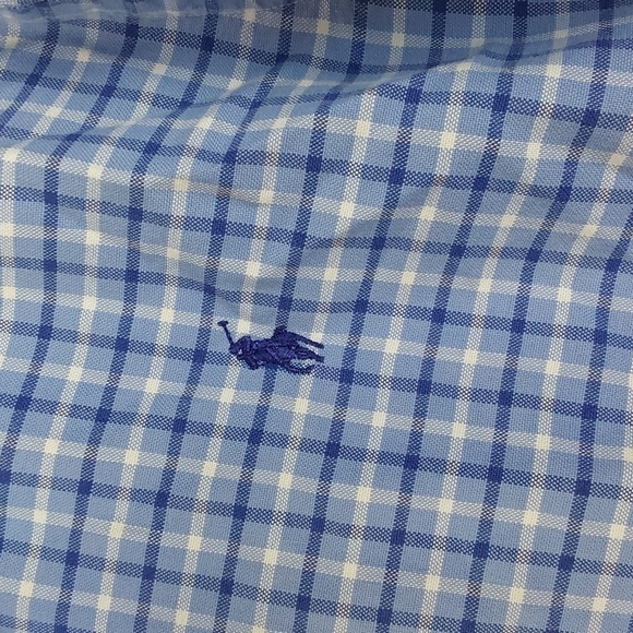 Ralph Lauren Mens Blue Checker Button Down Dress Shirt Preppy Blue PONY Sz.M - Picture 4 of 8